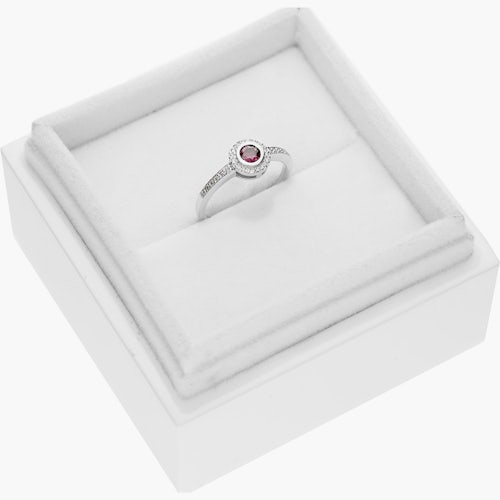 Pierścionek zaręczynowy SAVICKI: białe złoto, rubin